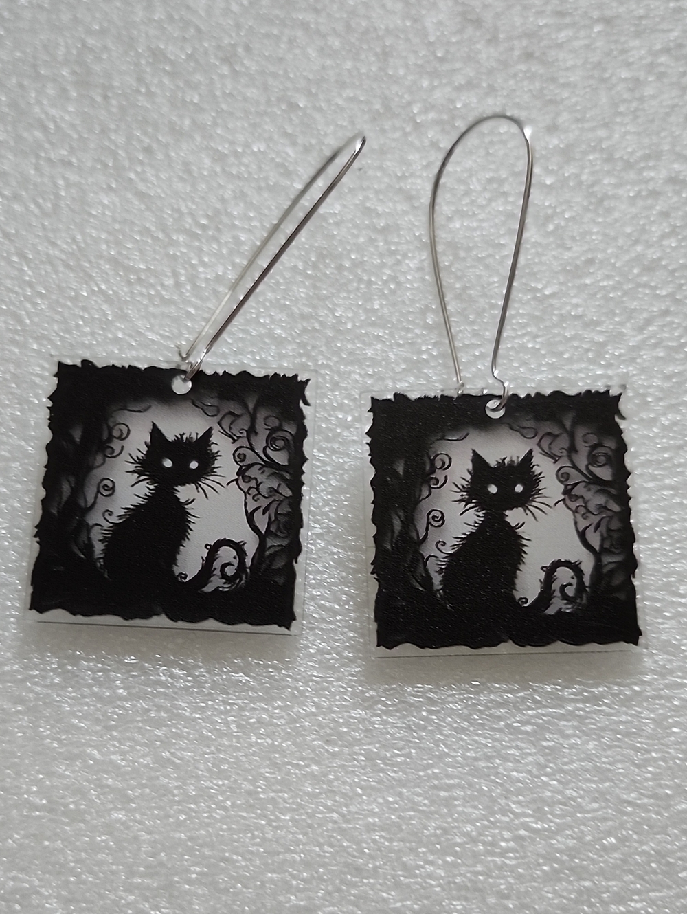 Hand Crafted Black Cat Silhouette Earrings